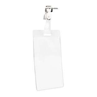 Funda tarjeta identificativa con broche sujetador, para formato tarjeta bancaria, horizontal 