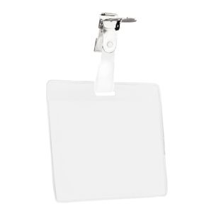 Funda tarjeta identificativa con broche sujetador, formato tarjeta bancaria, horizontal 