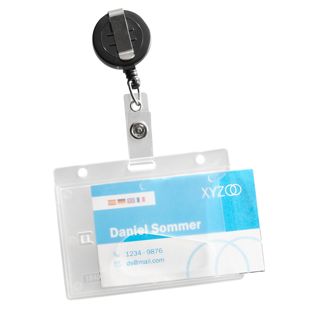 Funda tarjeta identificativa de plástico duro, ranura pulgar con yoyó  