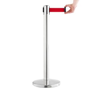 Poste separador cromado, cinta roja 