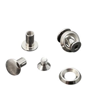 Tornillos para encuadernar con disco rosetón, 10 mm, niquelados 