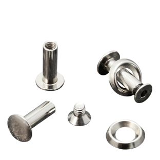 Tornillos para encuadernar con disco rosetón, 12 mm, niquelados 