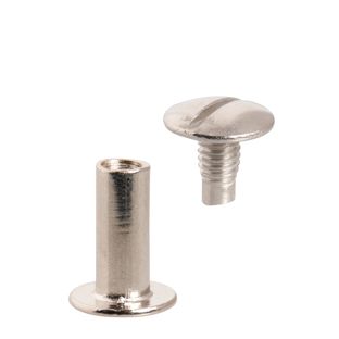 Tornillos para encuadernar, niquelados 15 mm | casquillo liso, Tornillos ranurados 
