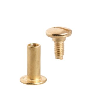 Tornillos para encuadernar, latonados 15 mm | casquillo liso, Tornillos ranurados 