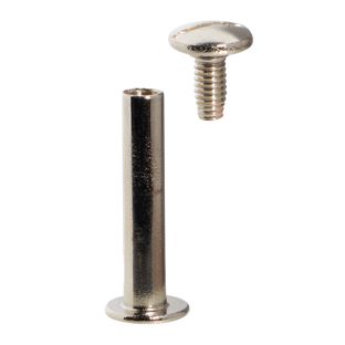 Tornillos para encuadernar, niquelados 20 mm | casquillo liso, Tornillos ranurados 