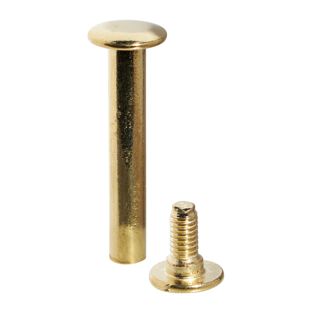 Tornillos para encuadernar, latonados 30 mm | casquillo liso, Tornillos ranurados 