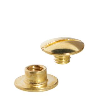 Tornillos para encuadernar, latonados 3 mm | casquillo con agujero, Tornillos ranurados 