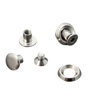 Tornillos para encuadernar con disco rosetón, 6 mm, niquelados 