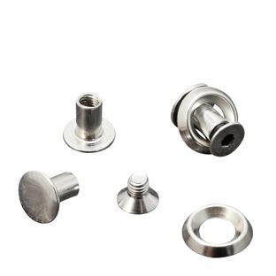 Tornillos para encuadernar con disco rosetón, 7 mm, niquelados 