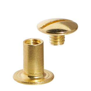 Tornillos para encuadernar, latonados 10 mm | casquillo liso, Tornillos ranurados 