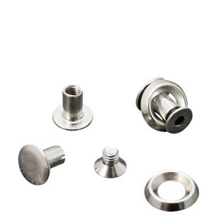 Tornillos para encuadernar con disco rosetón, 8 mm, niquelados 