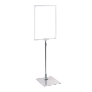 Marcos para póster con base y soporte (set) A4 transparente  | Superficie de base: gris  | Barra ajustable de aluminio de 350 a 550 mm 