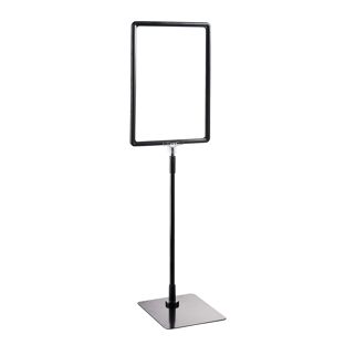 Marcos para póster con base y soporte (set) A4 negro  | Superficie de base: negro  | Barra ajustable de aluminio de 350 a 550 mm 
