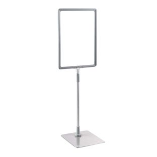 Marcos para póster con base y soporte (set) A4 gris  | Superficie de base: gris  | Barra ajustable de aluminio de 300 a 500 mm 