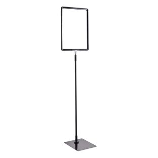 Marcos para póster con base y soporte (set) A4 negro  | Superficie de base: negro  | Barra ajustable de aluminio de 600 a 900 mm
 