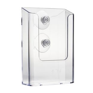 Portafolletos de pared con ventosas, poliestireno, transparente PTJ1, 1 x 1/3 A4