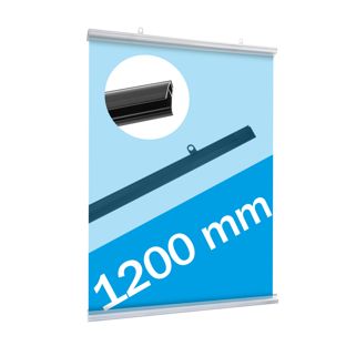 Porta carteles de plástico, abatible 1200 mm | transparente 