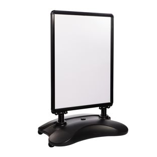 Caballete publicitario A1 STORM-STOP Lite con base rellenable, a prueba de viento, perfil de 32 mm, esquinas redondeadas negro 