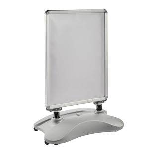 Caballete publicitario A1 STORM-STOP Lite con base rellenable, a prueba de viento, perfil de 32 mm, esquinas redondeadas 