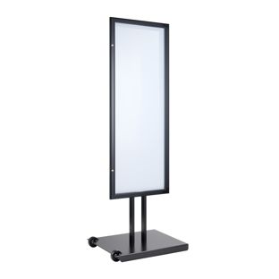 Porta menú de exterior, con ruedas, con cerradura, 8 x A4, negro 