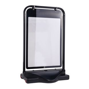 Caballete publicitario SWING-STOP A1 con base rellenable, negro 