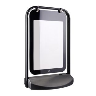 Caballete publicitario SWING-STOP A2 con base rellenable, negro 