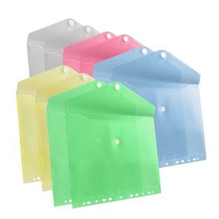 Portadocumentos tipo sobre A4 para archivar, de varios colores (10 unidades) azul|verde|amarillo|transparente|rosa claro 