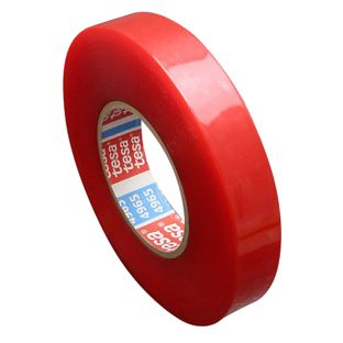 tesa 4965, cinta adhesiva de PET de doble cara, adhesivo de acrilato muy fuerte, cubierta de lámina roja 
