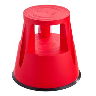 Taburete con ruedas, plástico, 2 peldaños rojo 