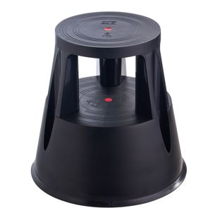 Taburete con ruedas, plástico, 2 peldaños negro 