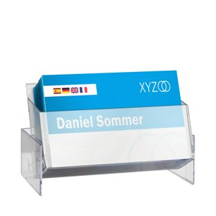 Cajita para tarjetas de visita, 96 x 61 x 31 mm, ajustable, transparente (10 unidades en cartón) 27 mm | 1 pieza 