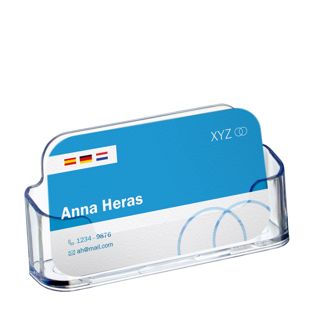 Soporte para tarjetas de visita, 1 compartimento, formato apaisado, transparente 