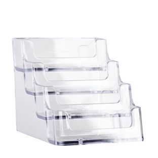 Soporte para tarjetas de visita, 4 compartimentos, formato apaisado, transparente 