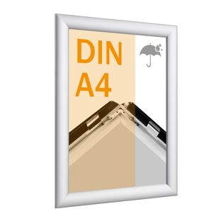 Marco abatible para contenido A4, aluminio, impermeable plata 