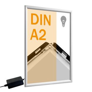 Marco abatible para contenido A2, aluminio, LED plata 