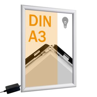 Marco abatible para contenido A3, aluminio, LED null