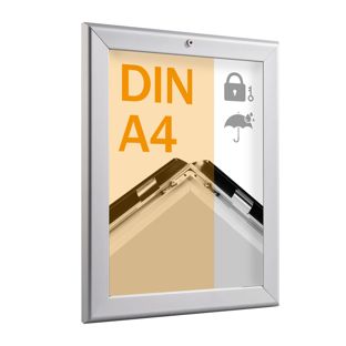 Marco abatible para contenido A4, aluminio, impermeable, cierre con llave plata 