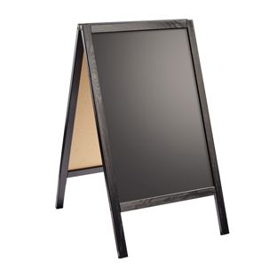 Caballete publicitario de madera WOOD-STOP Lite S, pizarra de 44 x 66 cm, negro negro 