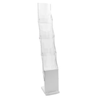 Expositor folletos plegable DENVER 4 x A4 con bolsa, blanco 
