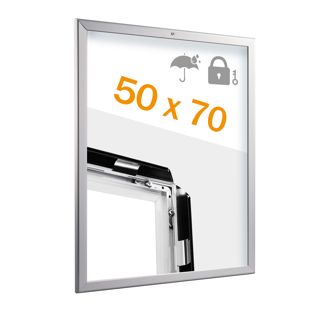 Marco abatible B2, cierre con llave, impermeable plata 