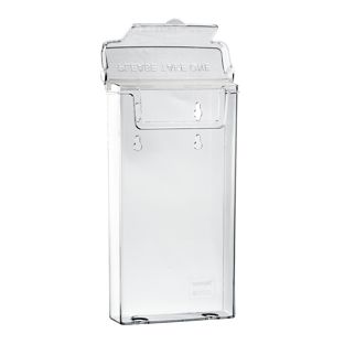 Portafolletos resistente a la intemperie con tapa, poliestireno, transparente, Taymar 1/3 A4 
