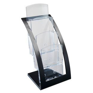 Portafolletos, poliestireno/ ABS, transparente PTXB 3 x 1/3 A4  | negro 
