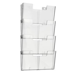 Portafolletos de pared, poliestireno, incl. separadores, transparente PTXK formato horizontal | A4 + A5
