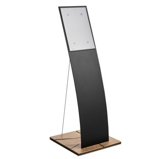 Expositor de suelo madera/plástico LOBBY, A4, negro/marrón 