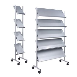 Expositor revistas con ruedas LINCOLN, metal, plata 