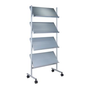 Expositor revistas con ruedas LINCOLN, metal, 12x A4, plata 4 | 12x A4