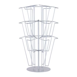 Portafolletos de mesa JACKSON, giratorio, metal, plata, 9 x A4 