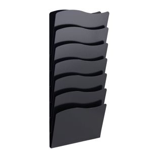 Portafolletos de pared A4 vertical, acero PTXG negro  | 7 compartimientos 