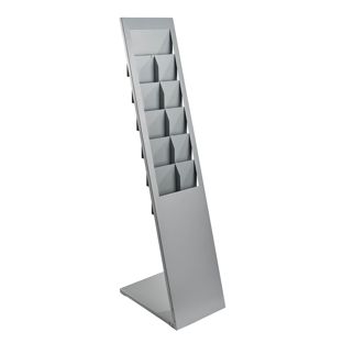 Expositor folletos PLANAR, 6x A4 plata 
