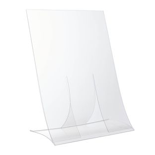 Soporte expositor en L, plegable, formato vertical, irrompible, PET 